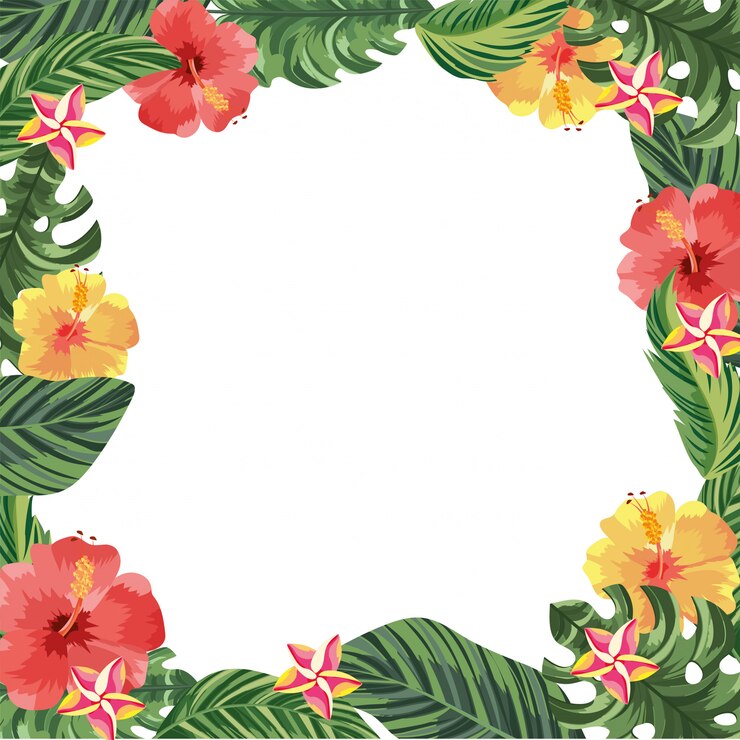 Vetor plantas de flores tropicais com folhas exóticas
