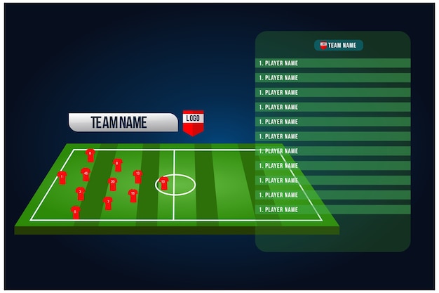 Vetor plantel de formação inicial de futebol.