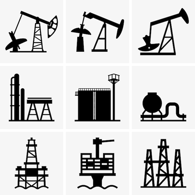 Vetor plataforma de petróleo e refinaria