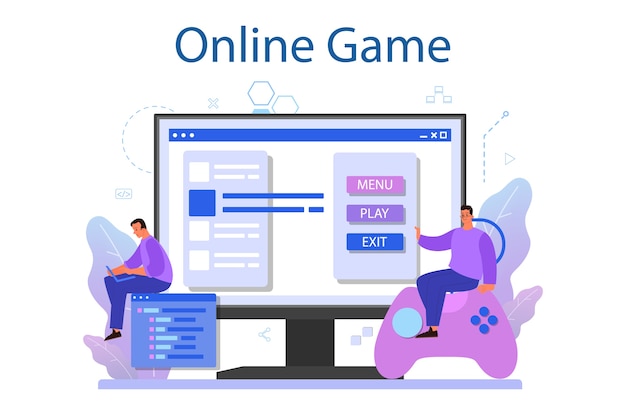 Vetor plataforma ou serviço online de desenvolvimento de jogos.