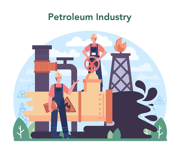 Plataforma pumpjack de extração de petróleo bruto do conceito da indústria de petróleo