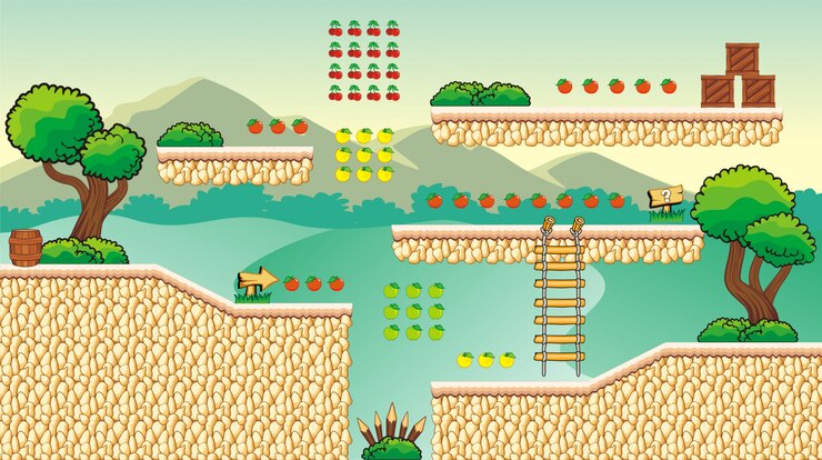 Vetor plataforma tileset para criar jogos