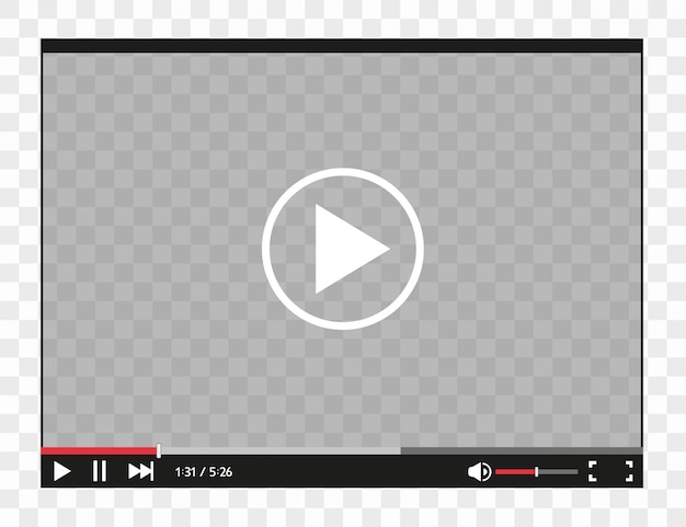 Player de vídeo para estilo simples de aplicativos móveis e da web.