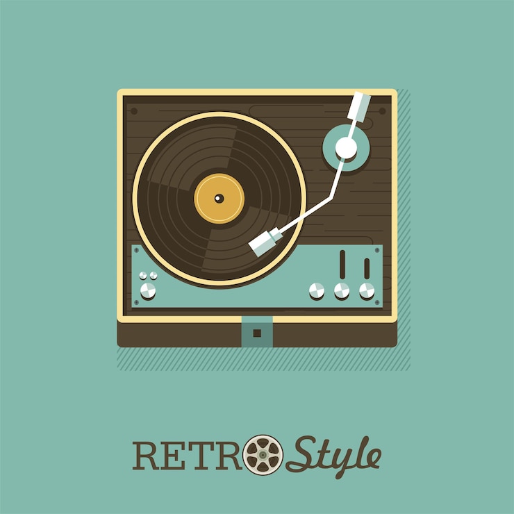 Vetor player para discos de vinil. logotipo, emblema.