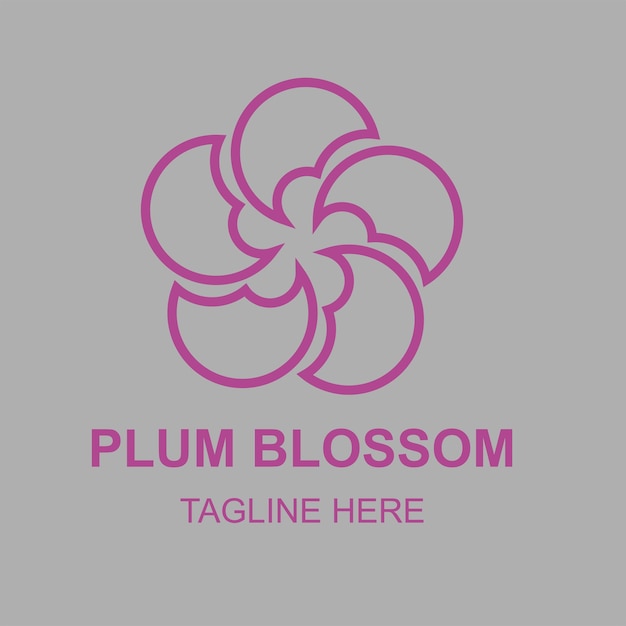 Plum Blossom linha arte distintivo ícone modelo ícone ilustração vetorial design do emblema da empresa logo concep