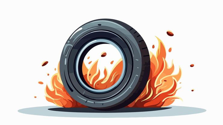 Vetor pneumático furado em carro imagem de danos por perforação automotiva para projetos de design