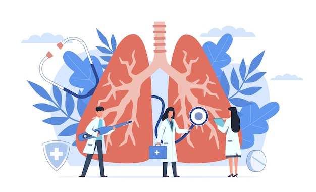 Vetor pneumologia e exame do sistema respiratório, diagnóstico de tuberculose