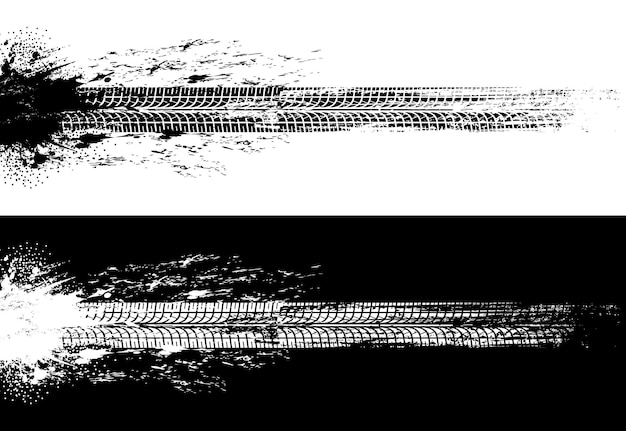 Vetor pneus de carro imprimem vetor de trilhas sujas de roda de veículo