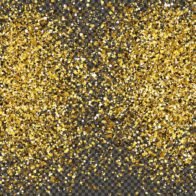 Pó brilhante dourado sobre um fundo cinza transparente Pó com efeito glitter dourado