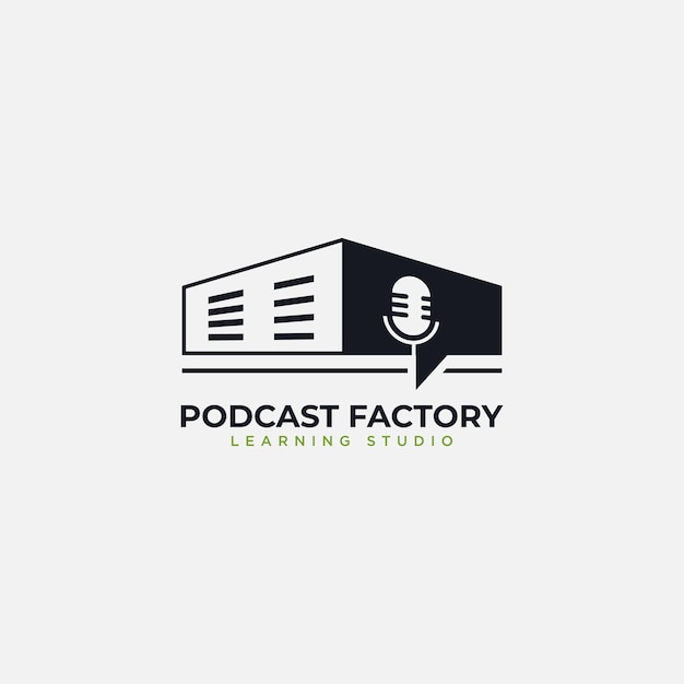 Podcast factory studio logo moderno simples