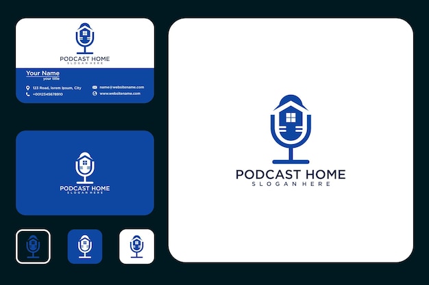 Podcast home logo design logo design e cartão de visita