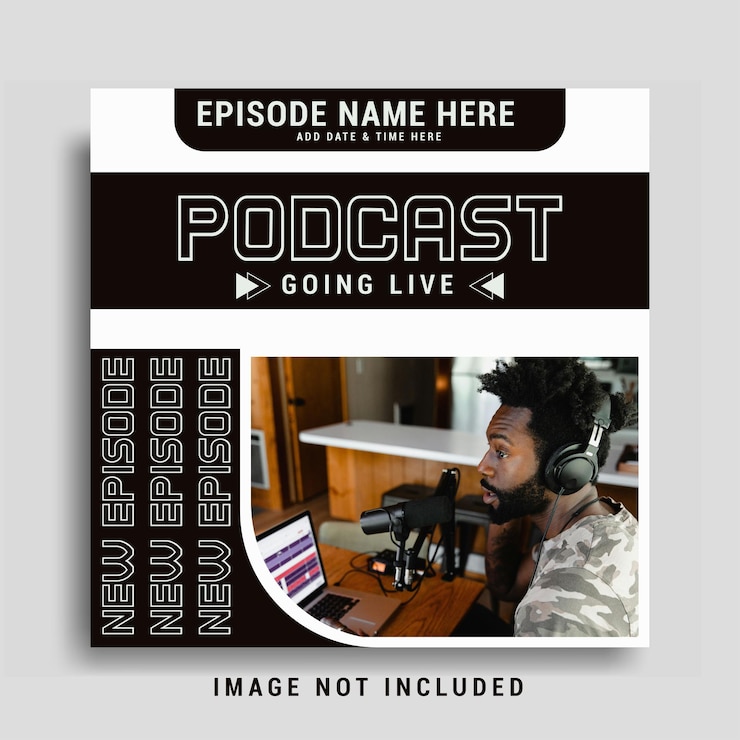 Vetor podcast modelo de postagem de mídia social editável