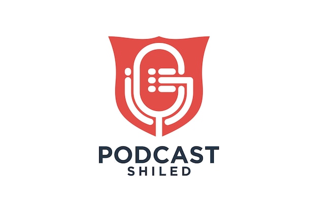 Vetor podcast shiled logo design conceito criativo estilo moderno parte 1