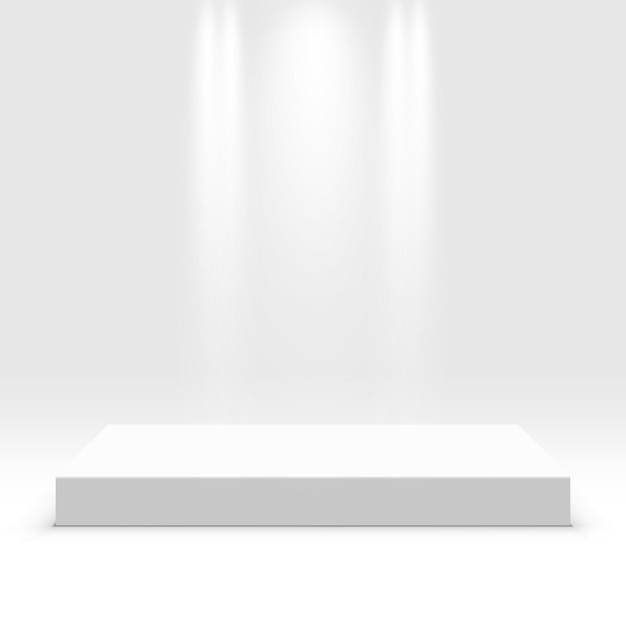 Pódio branco para exposição Ilustração isolada no conceito gráfico de fundo para o seu design