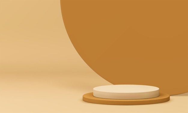 Pódio de cilindro 3D neutro com fundo de parede redonda abstrata ilustração vetorial realista