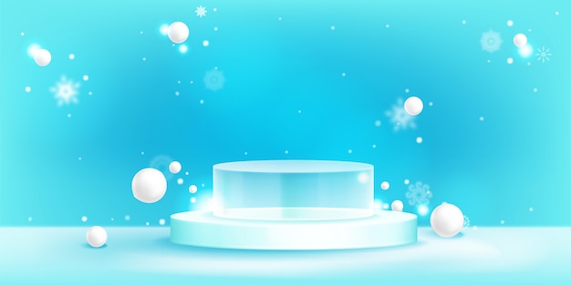 Pódio de design de produtos de beleza de inverno
