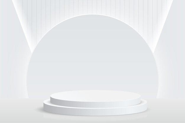 Pódio de forma 3D abstrata com iluminação no fundo do estúdio Exibir maquete de pedestal cena minimalista
