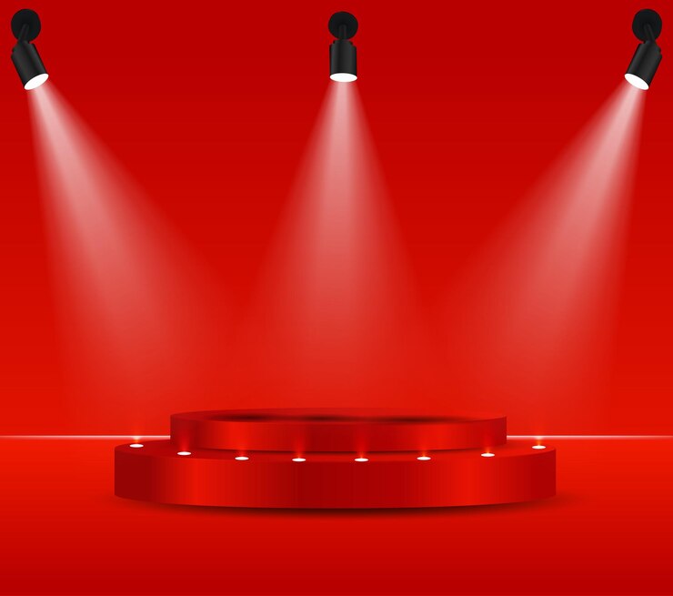 Vetor pódio de palco com iluminação cena de pódio de palca com elemento de decoração de prêmio fundo vector illust