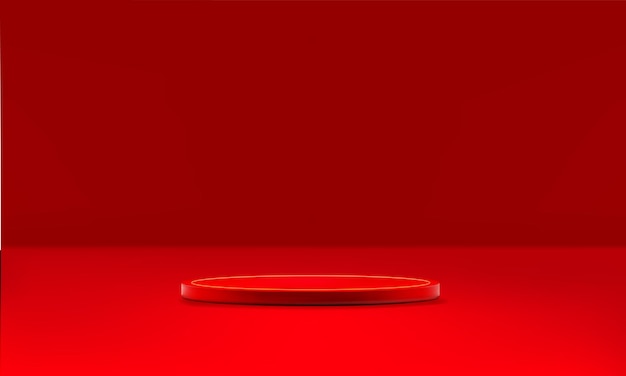 Pódio de palco vetorial com iluminação cena de palco de palco com cerimônia de premiação em fundo vermelho