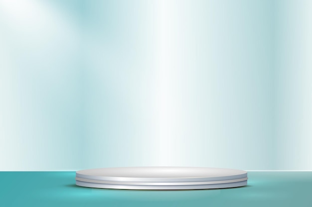 Pódio de pedestal de cilindro branco em fundo verde