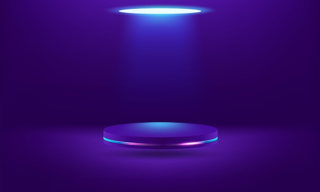 Pódio de pedestal de cilindro roxo 3d realista abstrato