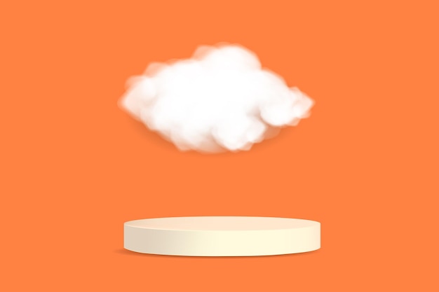 Pódio de produto moderno com nuvem realista no fundo Vetor Premium