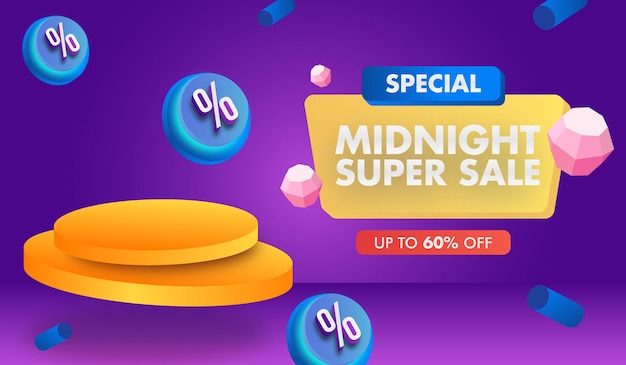 Pódio de super venda de desconto colorido