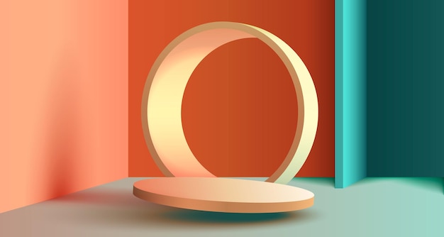 Pódio minimalista com iluminação Cena de pódio de palco com fundo de elemento de decoração de prêmio Vetor