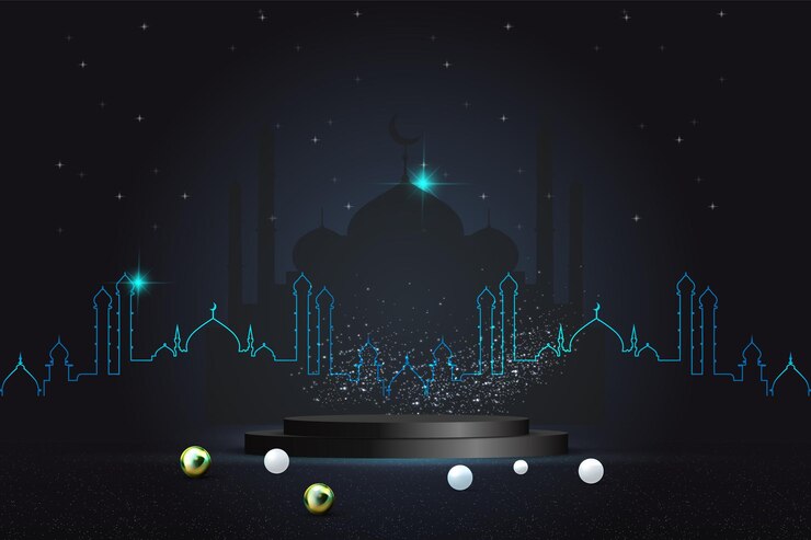 Pódio realista 3d com pódio do Ramadã islâmico