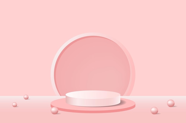pódio vazio 3d branco e rosa