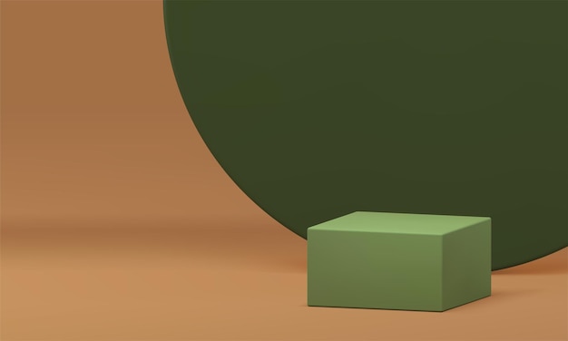 Pódio verde 3d retângulo palco geométrico com elemento de decoração de parede de círculo vetor de fundo de estúdio