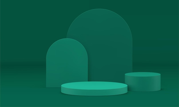 Podium 3d green display base geométrica básica para apresentação premium do produto vetor realista