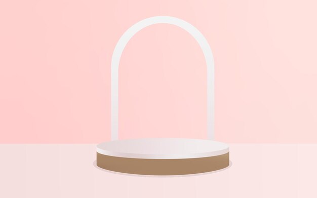 Podium com arco para nível de colocação e introdução de produtos