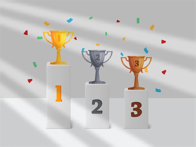 Podium Winner Trophy dia de apreciação de funcionários com overlay de sombra design ícone vetor elemento logotipo