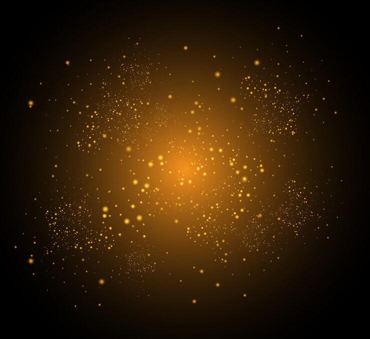 Vetor poeira branca. faíscas brancas e estrelas douradas brilham com luz especial. brilha em um fundo transparente. teste padrão abstrato partículas de poeira mágica cintilante.