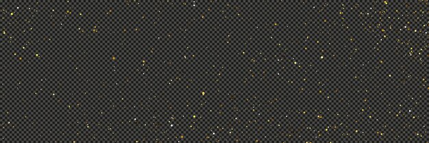 Poeira dourada brilhante com estrelas em fundo transparente