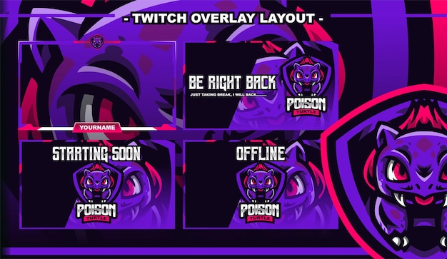 Poison turtle monster gaming design de layout streamer personagem do logotipo twitch