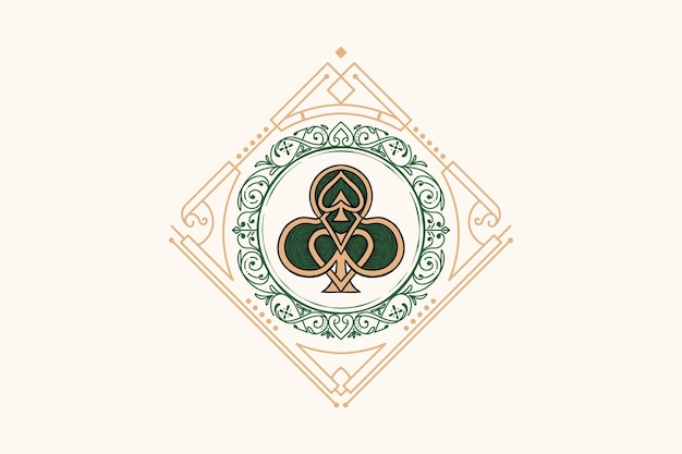 Poker spade green com ornamento clássico vintage