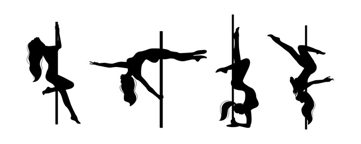 Vetor pole dance conjunto de silhuetas femininas
