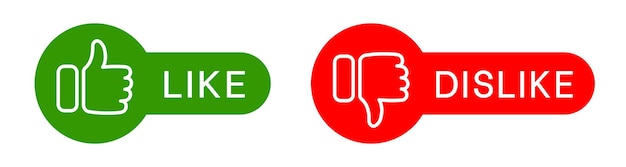 Polegar para cima e polegar para baixo botões de gostar e não gostar opinião positiva e negativa bandeira vermelha e verde