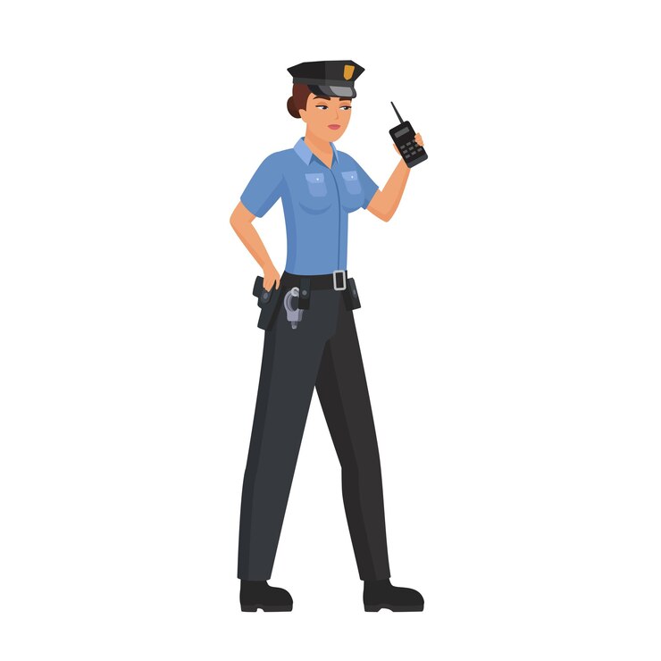 Vetor polícia com rádio walkie-talkie