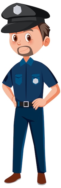 Policial de uniforme azul