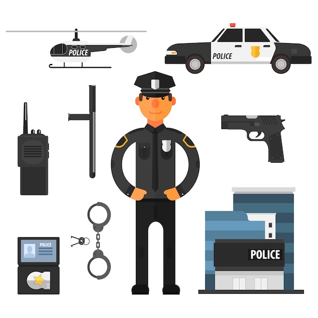 Policial, departamento de polícia Estilo simples. Elementos para infográfico