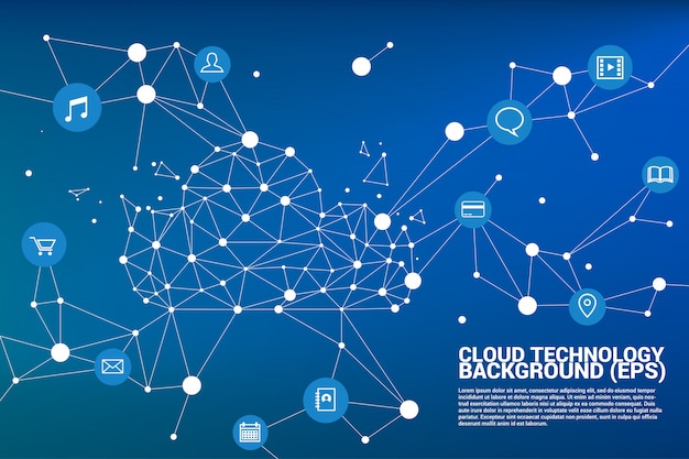 Polígono de tecnologia de rede de computação em nuvem
