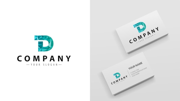 Polígono do logotipo com a letra d. modelo de cartões de visita com um logotipo