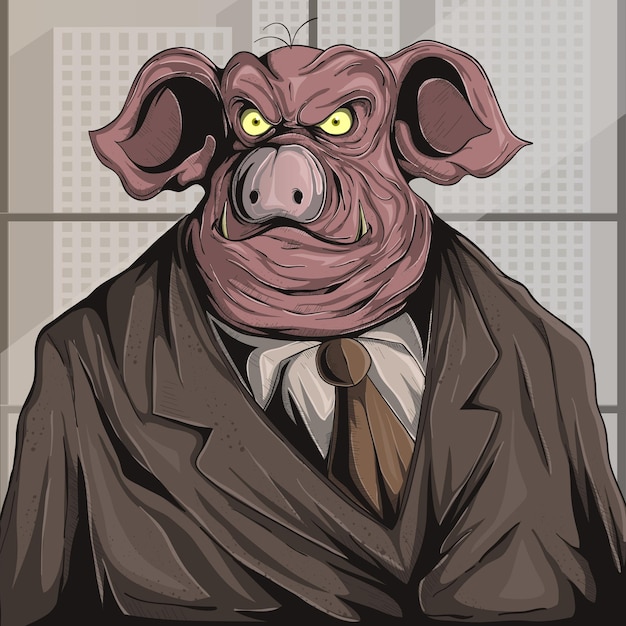 Vetor político corrupto com cara de porco