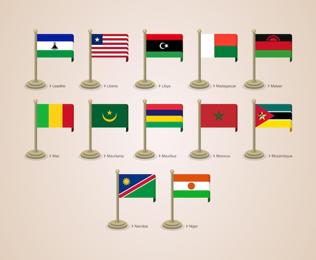 Vetor pólo bandeira fofa e atraente de países africanos parte 03