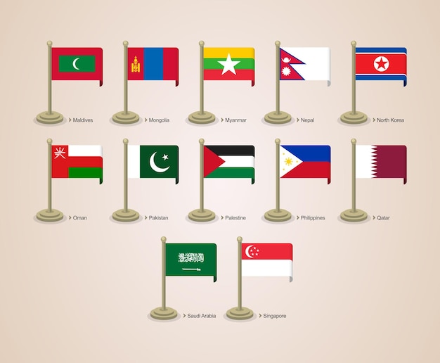 Pólo bandeira fofa e atraente de países asiáticos parte 03