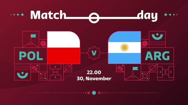 Polônia argentina partida de futebol 2022 2022 partida do campeonato mundial de futebol contra equipes introdução esporte fundo campeonato ilustração do vetor