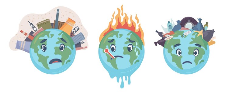 Vetor poluição da terra contaminação da natureza ecologia do globo